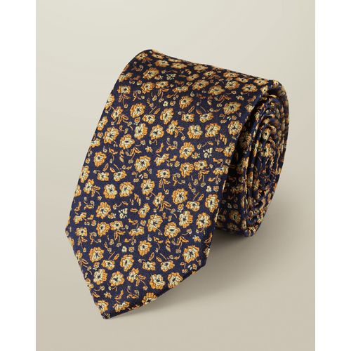 Cravate En Soie À Motif Floral - Bleu De France Et Or Pour Homme Par Charles Tyrwhitt