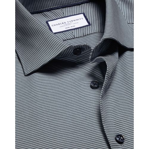 Chemise Extensible Texturée À Motif Cercles Sans Repassage - Gris Anthracite En Charbon Pour Homme Par Charles Tyrwhitt