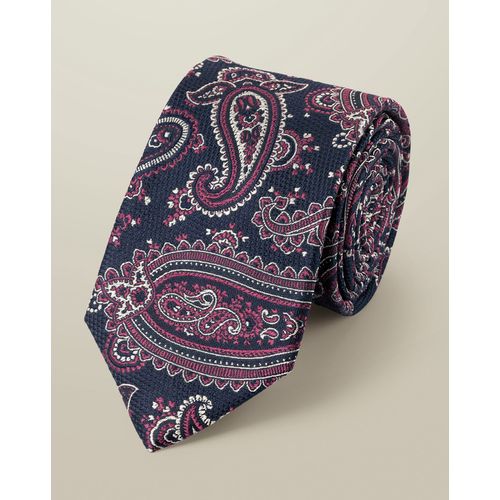 Cravate En Soie À Motif Cachemire - Bleu Encre Et Rose Pour Homme Par Charles Tyrwhitt