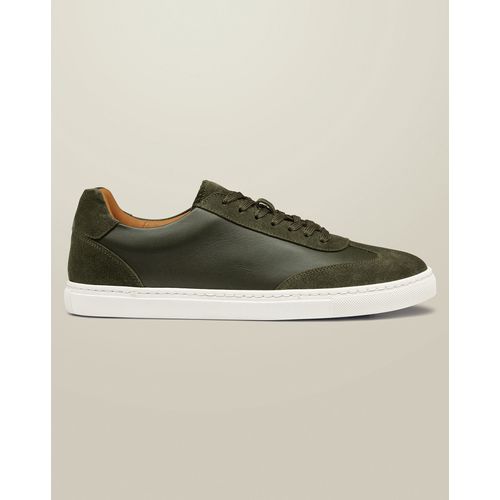 Baskets En Cuir Et Daim - Vert Olive Pour Homme Par Charles Tyrwhitt - 41