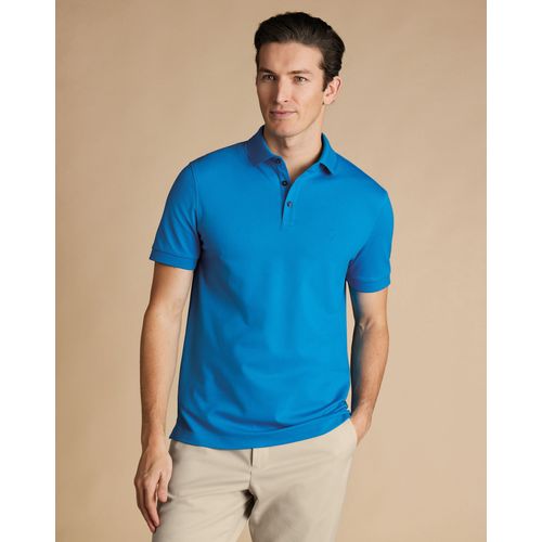 Polo En Piqué - Bleu Vif Pour Homme Par Charles Tyrwhitt