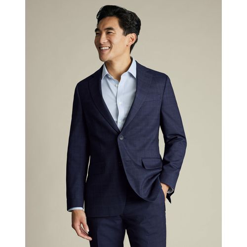 Veste De Costume À Carreaux - Bleu Encre Pour Homme Par Charles Tyrwhitt