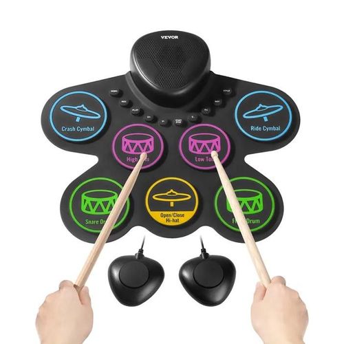 Batterie Électronique-Vevor-Batterie Électronique Table-Avec 7 Pads-Double Pédale-Prise Casque-Pour Enfants