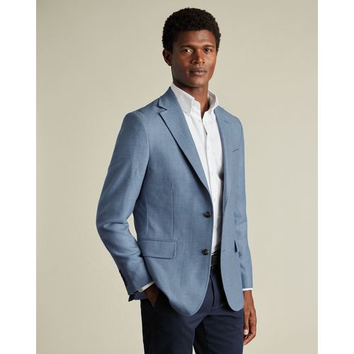 Veste En Sergé De Laine Texturé - Bleu Charron Pour Homme Par Charles Tyrwhitt