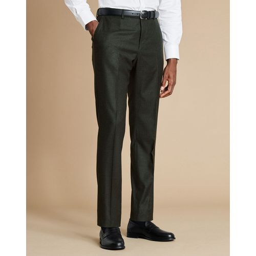 Pantalon De Costume De Italien En Flanelle -  Vert Forêt En Forêt Verte Pour Homme Par Charles Tyrwhitt