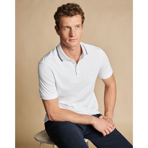 Polo En Piqué - Blanc Pour Homme Par Charles Tyrwhitt