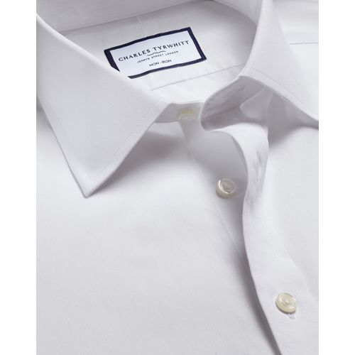 Chemise À Manches Courtes En Popeline Sans Repassage - Blanc Pour Homme Par Charles Tyrwhitt