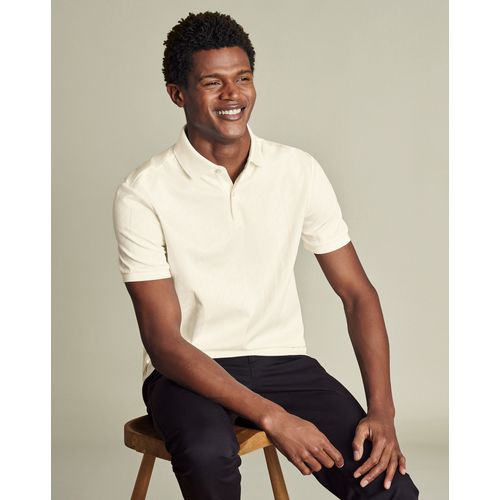 Polo Texturé - Crème Pour Homme Par Charles Tyrwhitt