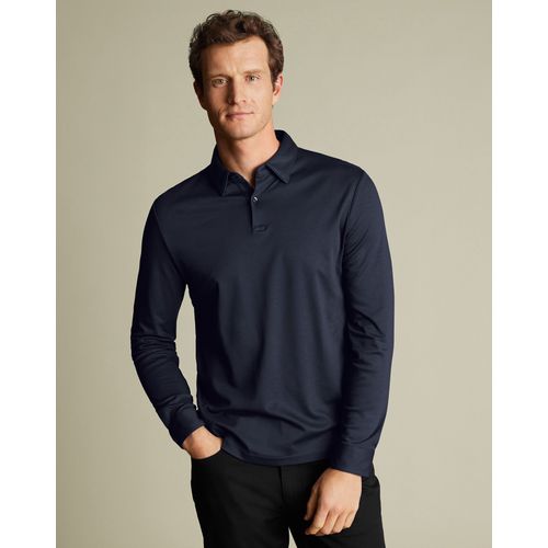 Polo Smart En Jersey À Manches Longues - Marine En Bleu Marine Pour Homme Par Charles Tyrwhitt