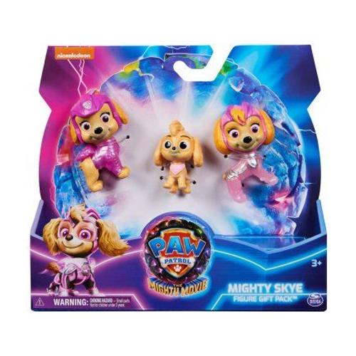 Coffret Pat Patrouille : 3 Chiennes Stella - Version B?B? - The Movie - Mighty Pup - Set Figurine Animaux + 1 Carte Animaux - Nouveaute