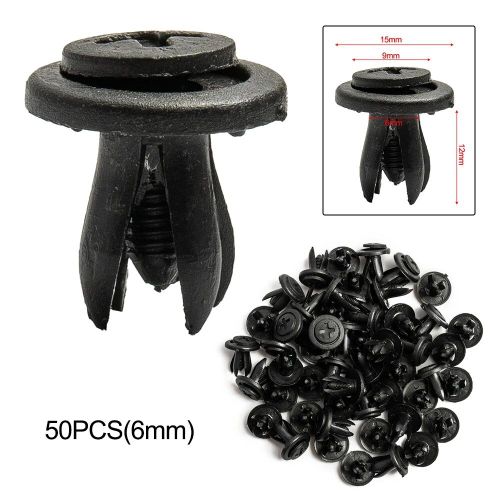 Attaches Universelles En Plastique Pour Voiture, 50 Pièces, 6mm De Diamètre, Rivets De Fixation, Garde-Boue, Pare-Choc, Goupille De Poussée, Noir, Offre Spéciale