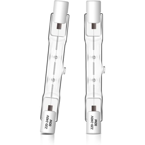 Ershi-Lot De 2 Ampoule Halogène R7s 78mm 80w Dimmable, J78 Ampoule Halogène Crayon 230v, 1400lm 2700k Blanc Chaud, Projecteur Halo[2