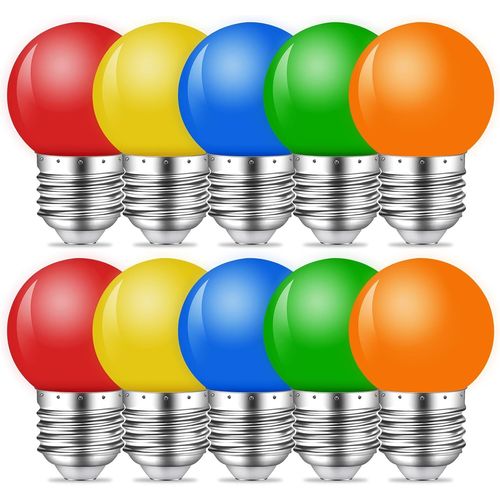 Ershi-Ampoules Colorées E27,1w Ampoule Colorée Led E27 G45 Ampoules D¿Éclairage,E27 Ampoules Colorées Led,Rouge Vert Bleu Orange J[4