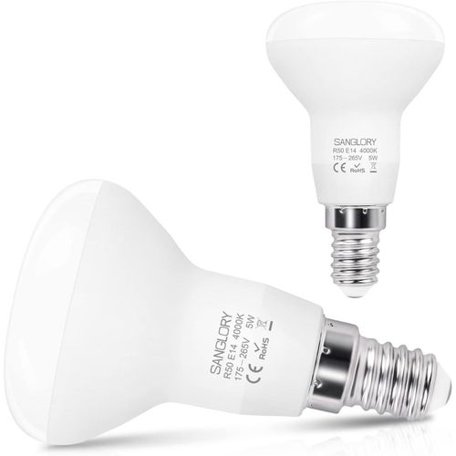Ershi-Ampoules Led E14 R50 Réflecteur 4000k Blanc Naturel, 510lm, 5w Spot Lampe Équivalent Halogène 40w, Culot E14 Lumière 120 Deg[3