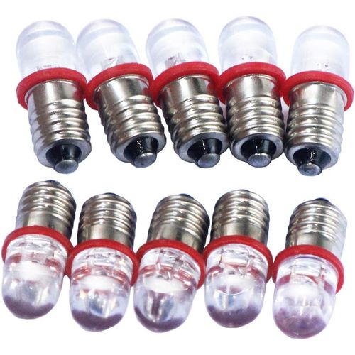 Ershi-10pcs E10 4.5v Rouge Spot Ampoule Led Lampes + 10pcs E10 Base[3464]