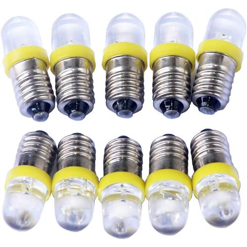 Ershi-10pcs E10 3v Jaune Spot Ampoule Led Lampes + 10pcs E10 Base 0.25w[3462]