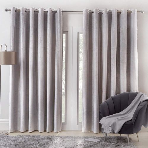 Ershi-Capri Paire De Rideaux À ?illets En Velours Mat Entièrement Doublés Et Super Doux Gris Argenté 117 X 137 Cm[2310]