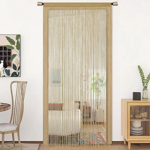 ERSHI-String Porte Rideau décorations de fenêtre diviseur de pièce décorations de Chambre Rideau Simple pour fenêtre 90x200cm Écru[8
