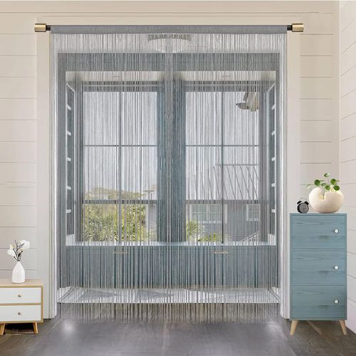 ERSHI-String Porte Rideau décorations de fenêtre diviseur de pièce décorations de Chambre Rideau Simple pour fenêtre 200x200cm Gri[8