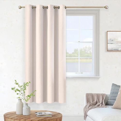 Ershi-Rideau Occultant Court Isolant Thermique Froid Pour Chambre Fenetre Adulte Enfant, Rideaux Beige Phonique Anti Bruit, Rideau[1