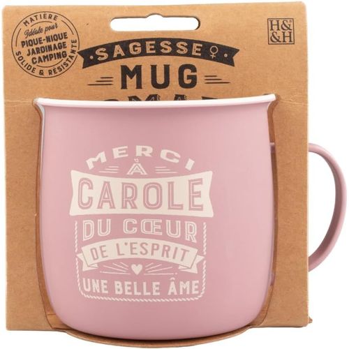 ERSHI-Mug Nomade - Mug à thé et café personnalisé Carole - Cadeau pour Femme, Rose[113]
