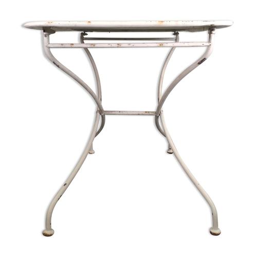 Ancienne Table De Jardin Pliante En Fer Forg Blanche Blanc