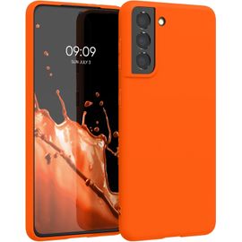 Ershi-Housse Compatible Avec Samsung Galaxy S21 Coque - Housse De Téléphone Protection Souple En Silicone - Néon Orange[14357]