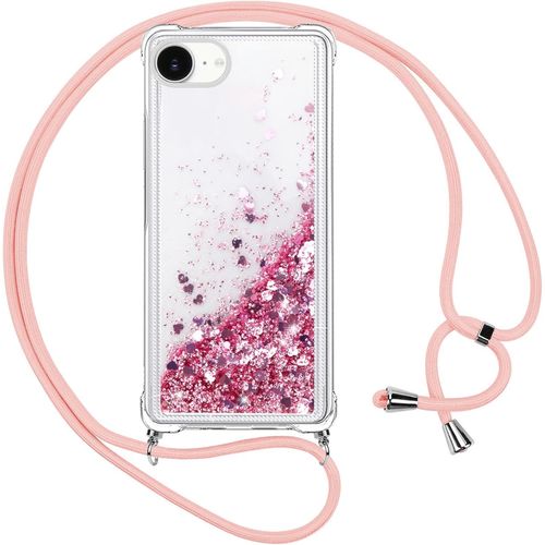 Ershi-Coque Pour Iphone 16e 2025 Avec Cordon, Paillette Liquide Transparent Crystal Glitter Housse, Protection Antichoc Silicone S[1