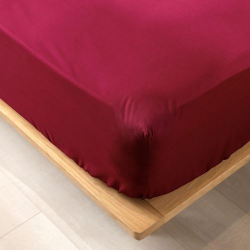 Ershi-Douceur D'intérieur, Drap Housse (140 X 190 Cm) Biolina Bordeaux, 100% Coton Bio[96]