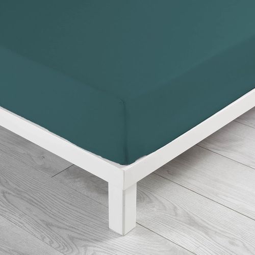 Ershi-Douceur D'intérieur, Drap Housse (140 X 190 Cm) Linette Pétrole, 100% Coton[576]