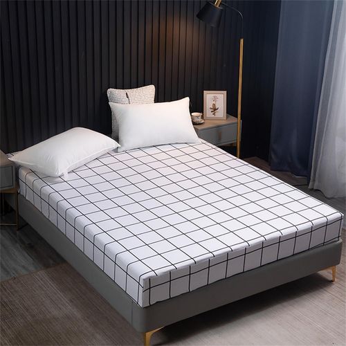 Ershi-Drap Housse 100x200 Noir Blanc Carreaux Microfibre Drap De Lit Adulte Respirant Housse De Matelas Hypoallergénique Sans Repa[7