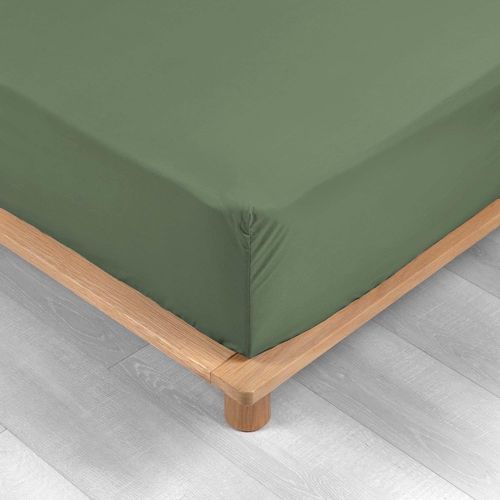 Ershi-Douceur D'intérieur, Drap Housse (90 X 190 Cm) Percaline Kaki, Percale De Coton[550]