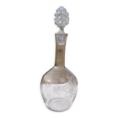 Carafe Ancienne Dcor Floral Grav Sabl Fin 19 Me Blanc