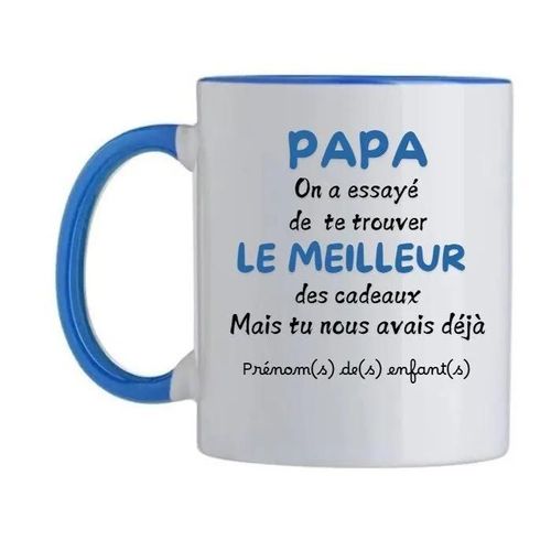 Mug Fête Des Pères - Le Meilleur Papa Personnalisable - Céramique - Compatible Micro-Onde, Lave-Vaisselle.