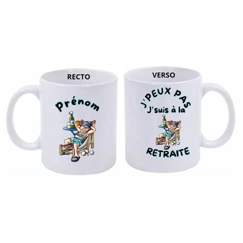 Mug Retraite Personnalisable - Céramique - Compatible Micro-Onde, Lave-Vaisselle -325 Ml.