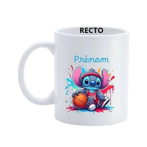 Mug Personnalisable ¿ Stitch Basket - 325 Ml - Céramique - Compatible Micro-Onde,Lave-Vaisselle - Enfant.