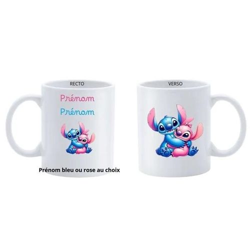 Mug Personnalisable ¿ Stitch & Angel- 325 Ml - Céramique - Compatible Micro-Onde,Lave-Vaisselle - Enfant.