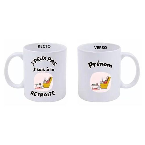 Mug Personnalisable Retraite- 325 Ml - Céramique - Compatible Micro-Onde, Lave-Vaisselle.