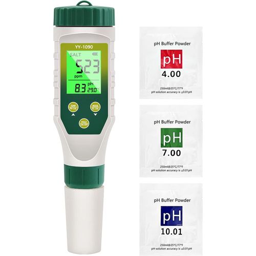 anwxai-Ph Mètre 5 En 1,Ph Ec Tds Salinité Température Avec Affichage Simultané Trois Données Innovant,Test Ph Piscine Ip67 Étanche,Testeur Salinité Ph Pour Eau Potable,Aquariums,Hydroponie
