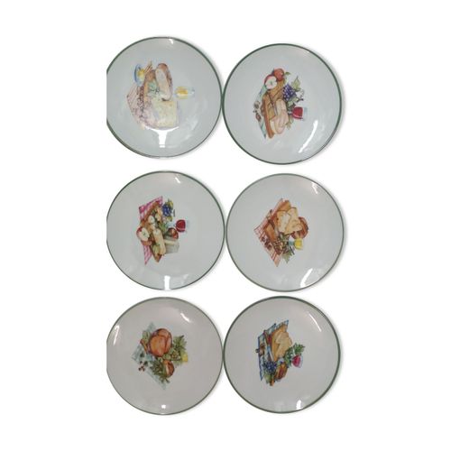 6 Assiettes Fromage Limoges Porcelaine De Sologne Blanc