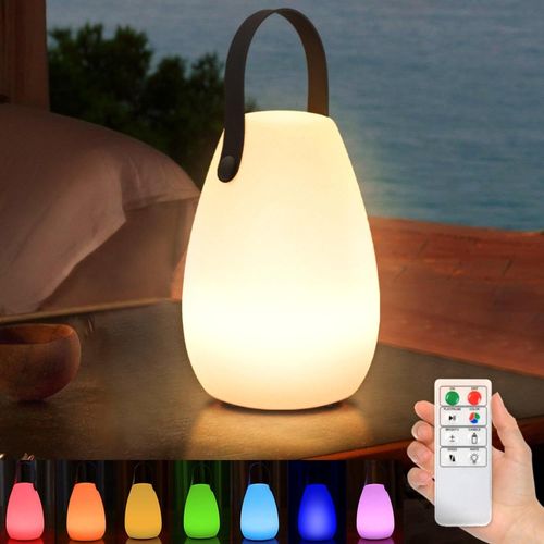 Anwxai-Lampe De Table Led Extérieur Blanc Chaud 8 Couleurs Lampe De Table Sans Fil Avec Télécommande Intensité Variable Ip44 Étanche Pour Chambre Jardin Patio Salon Salle À Manger