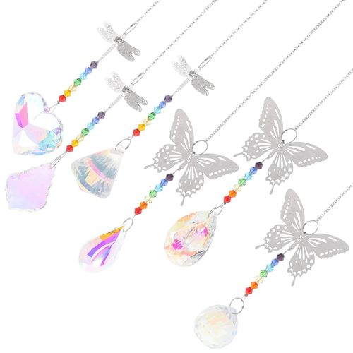 Attrape-soleil en cristal pour la décoration de la maison, ornement de confrontation, pendentif de décoration pour le jardin et les fenêtres, 6 pièces
