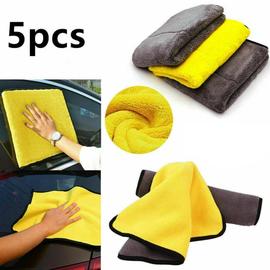 Serviette absorbante en Fiber jaune, 5 pièces, 30cm X 30cm, chiffon Microfibre  Super absorbant pour lavage de voiture, polissage, nettoyage, séchage