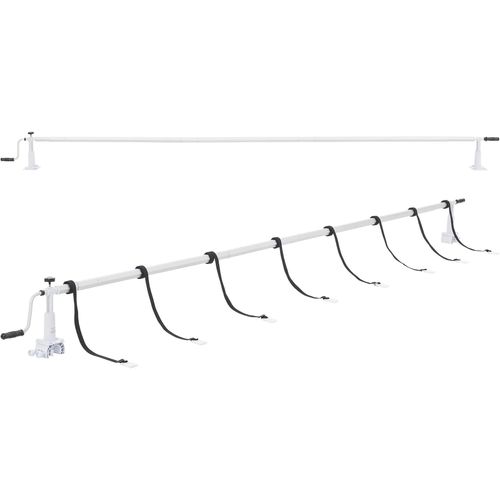 anwxai-Enrouleur Pour Bâche De Piscine À Longueur Extensible Entre 147-555 Cm Manivelle Antidérapante Aluminium Plastique Abs Polypropylène Blanc Noir Argenté