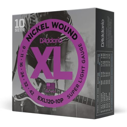 Anwxai-Exl120-10p Nickel Wound Electric Guitar Strings,Super Light,9-42,10 Sets