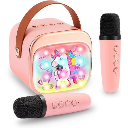 anwxai-Mini Machine De Karaoké Avec 2 Microphones Enfants,Cadeaux Licorne Pour Filles Jouet Enfant 3-12 Ans Set De Karaoké Avec 2 Microphones-Set Karaoké Enfants