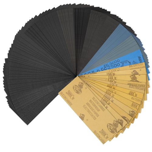 anwxai-70Pcs Papier De Verre,120/150/180/240/320/400/600/800/1200/2000/2500/3000 Grain Papier Abrasif Eau/Sec 23 X 9Cm,Utilisé Pour Polir Le Métal,Le Bois,Les