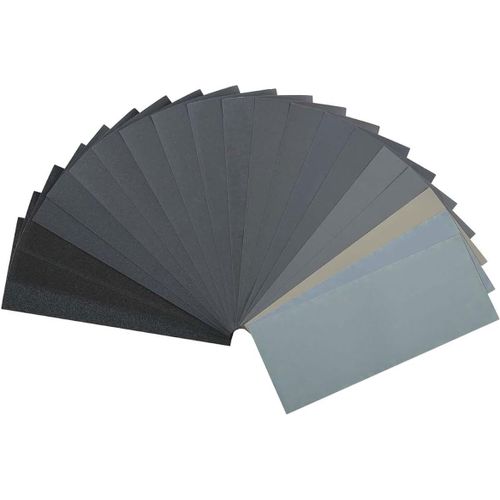 anwxai-20Pcs Papier De Verre,36 60 80 100 120 150 180 240 320 400 600 800 1000 1200 1500 2000 2500 3000 4000 5000 Grain Papier Abrasif Eau/Sec 9 X 3,6 Cm Pour Polir Le Métal,Le Bois Etc
