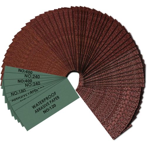 anwxai-Papier De Verre,72 Pièces Papier Abrasif 120 150 180 240 400 Grains,Papier À Poncer Fin Pour La Finition Des Voitures Métal Bois Peinture Murs,9 X 23 Cm