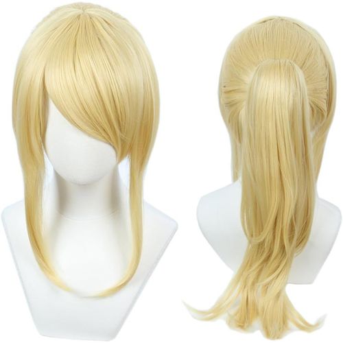 Anwxai-Women Blonde Wig Costume Cosplay Wig + 50cm Ponytail 